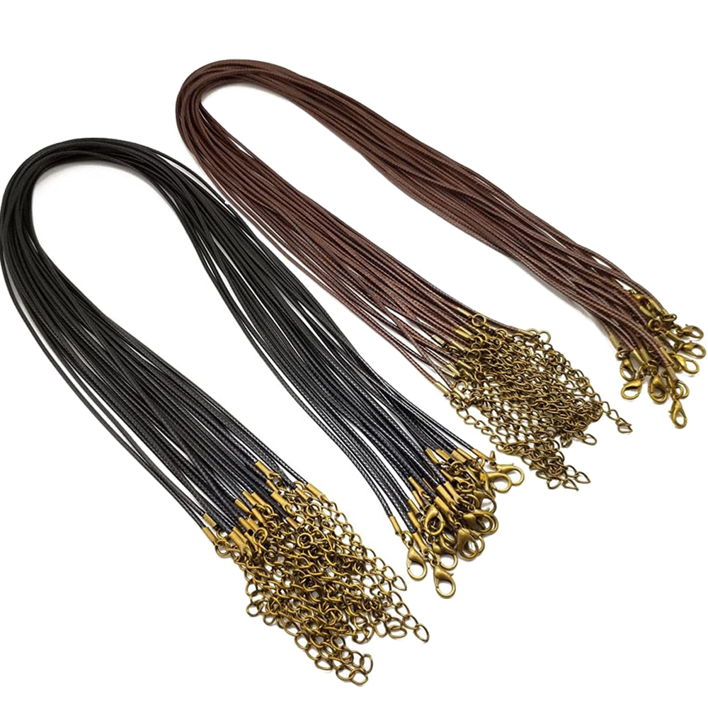 Patent Leather Oxford - 20pcs 45cm Brown Waxed Necklace Cord