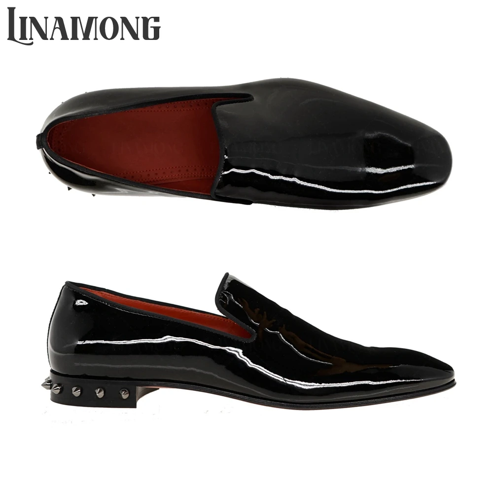 Patent Leather Oxford - Black Patent Leather Rivet Loafers Designer