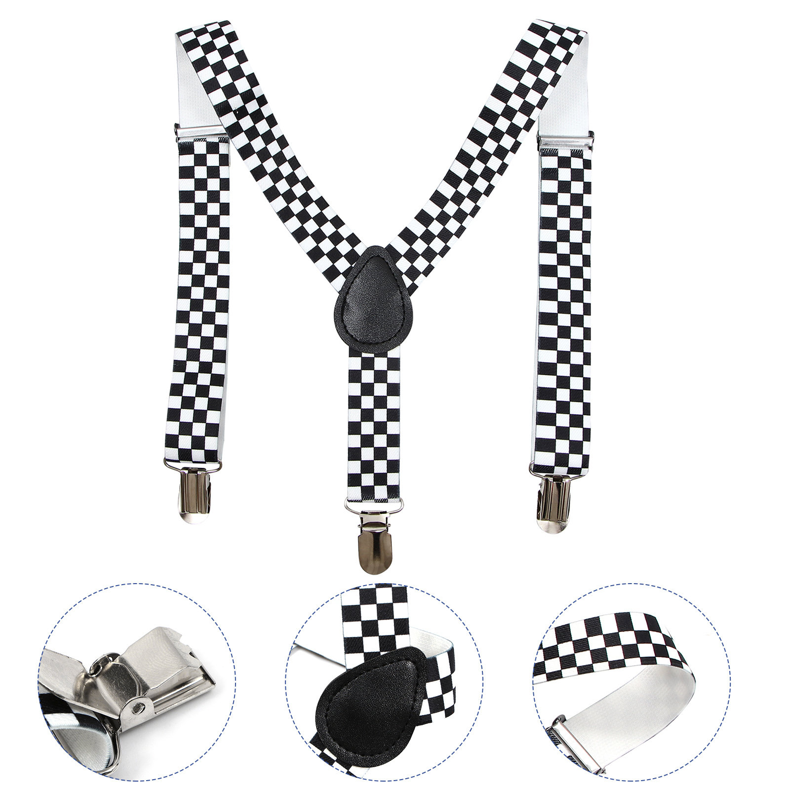Black White Checkered Clip-on  - Suspender Clip Formal review and price
