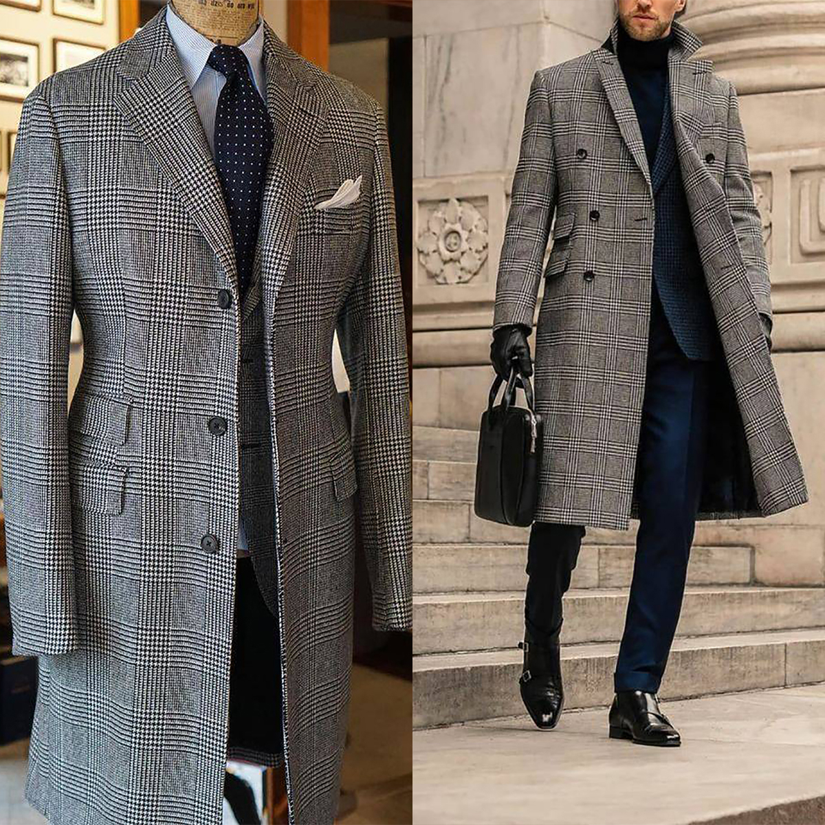 Plaid Woolen Overcoat Jacket F - Men'S Formal Wear In Winter review and price