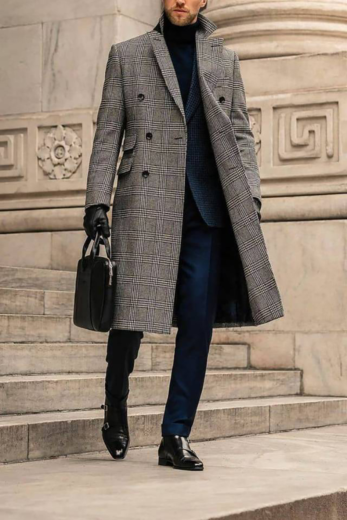 Plaid Woolen Overcoat Jacket F - Men'S Formal Wear In Winter review and price