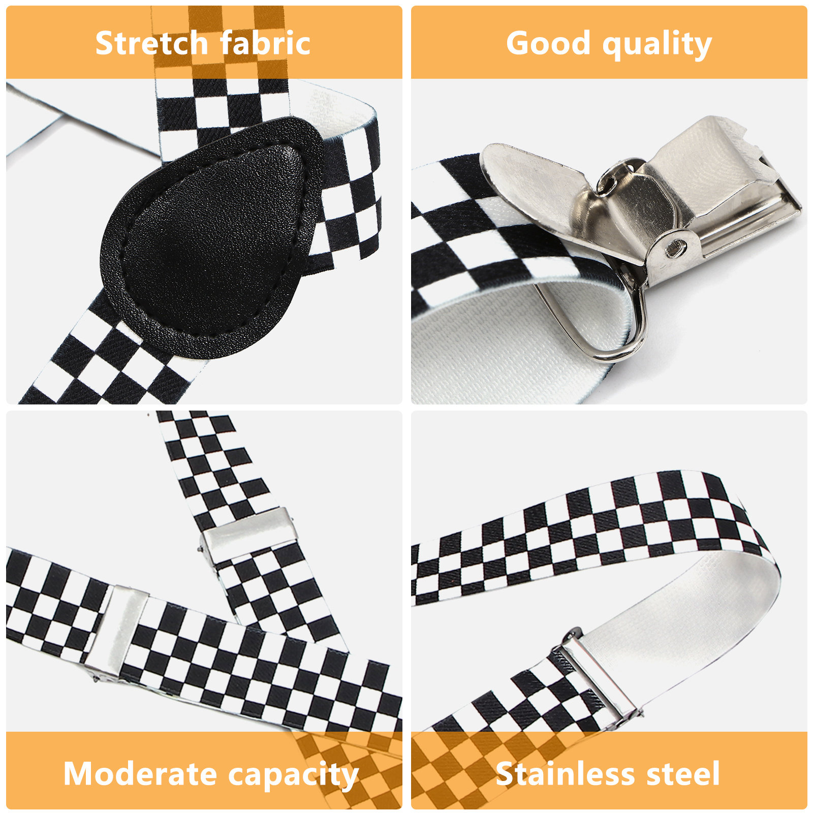 Checkered Y-Back Suspender Bla - Suspender Clip Formal review and price