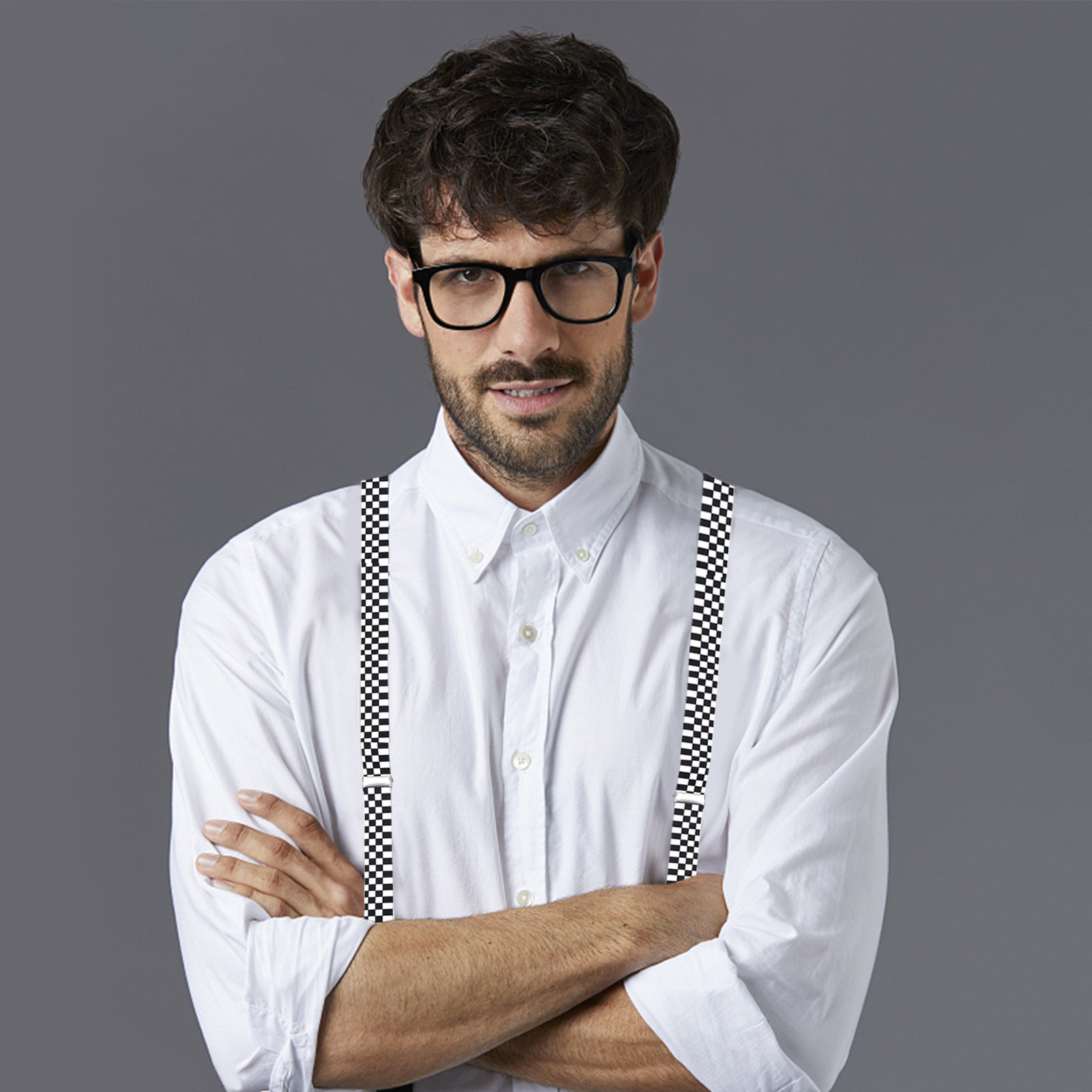 Checkered Y-Back Suspender Bla - Suspender Clip Formal review and price